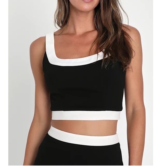 Tops - NWT Lulus Totally Sensational Black Color Block Sleeveless Crop Top Medium